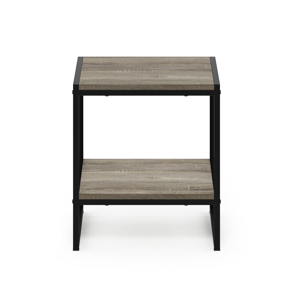 Furinno FM19122GYW Camnus Modern Living 2-Tier End Table, French Oak Grey, 15.9 in x 15.75 in x 18 in