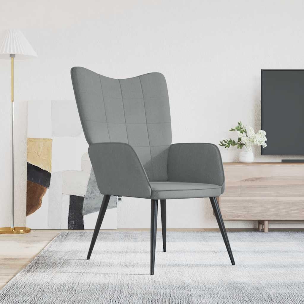 vidaXL Modern Relaxing/Dining Chair with Block Design & Steel Frame - Comfortable Padding, Light Gray Fabric Upholstery