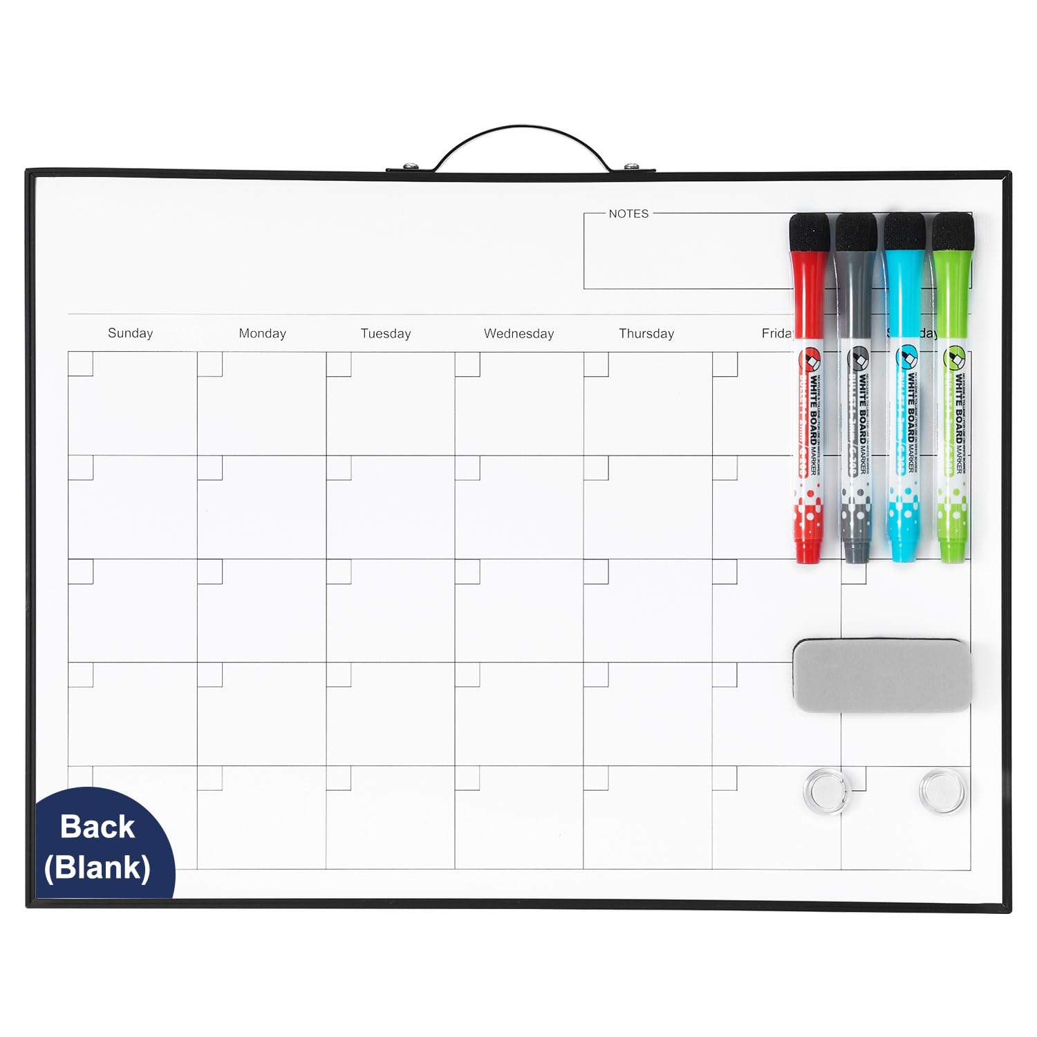Tsj Office White Board Calendar - 12 X 16 Inches Magnetic Dry Erase Board Monthly Calendar, Double Sided Whiteboard With A Handl