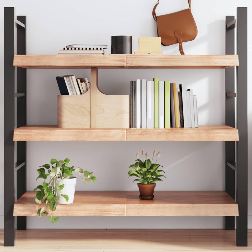 vidaXL Rustic Wall Shelf in Light Brown Treated Solid Oak Wood - Versatile and Space-Saving - Featuring Unique Live Edge Design