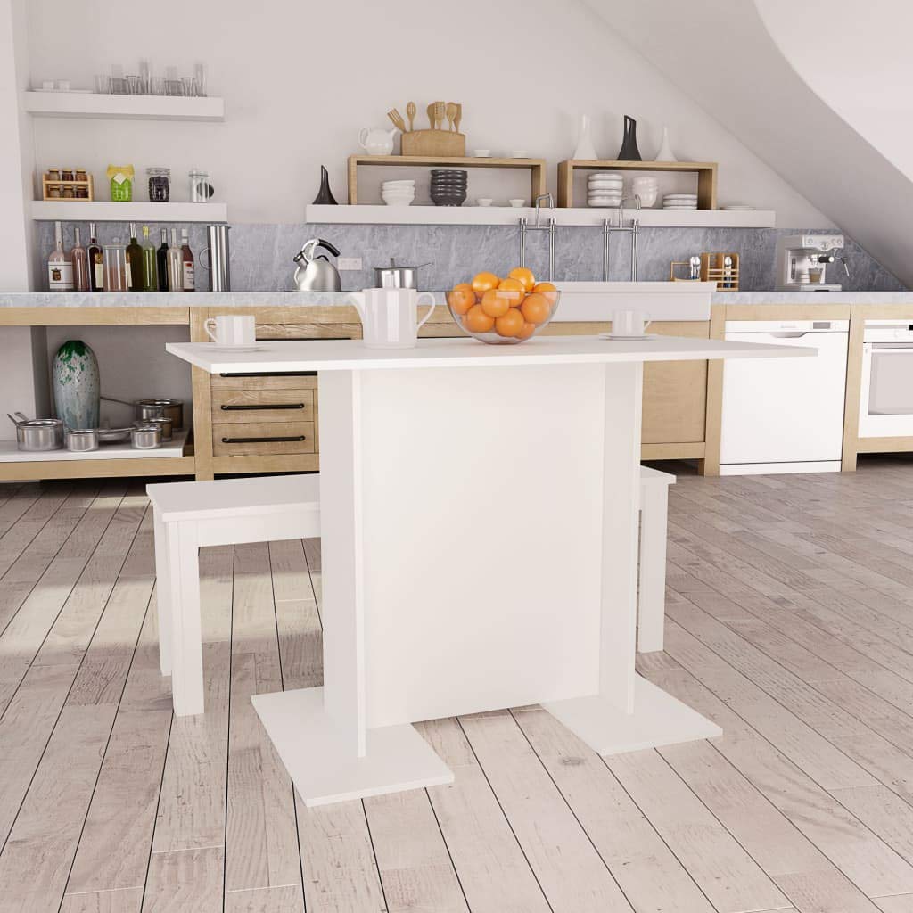 vidaXL - Modern Rectangular Dining Table, Engineered Wood Construction, Clean and Minimalist Style, Ideal for Everyday Dinners and Special Occasions, White