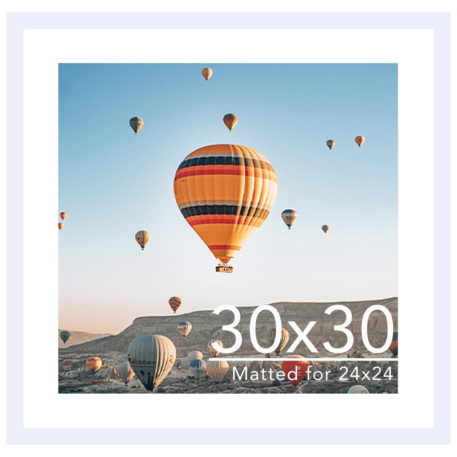 JCJMY 30x30 Picture Frame White with 24x24 Mat, Display Photo 24x24 with Mat or 30 x 30 Without Mat, Wall Hanging Large 30x30 Po