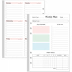 Weekly Planner Refills For A5 Binders - 53 Sheets/106 Pages Undated Colorful Weekly Planner, 6-Hole Punched, 100 Gsm White Paper