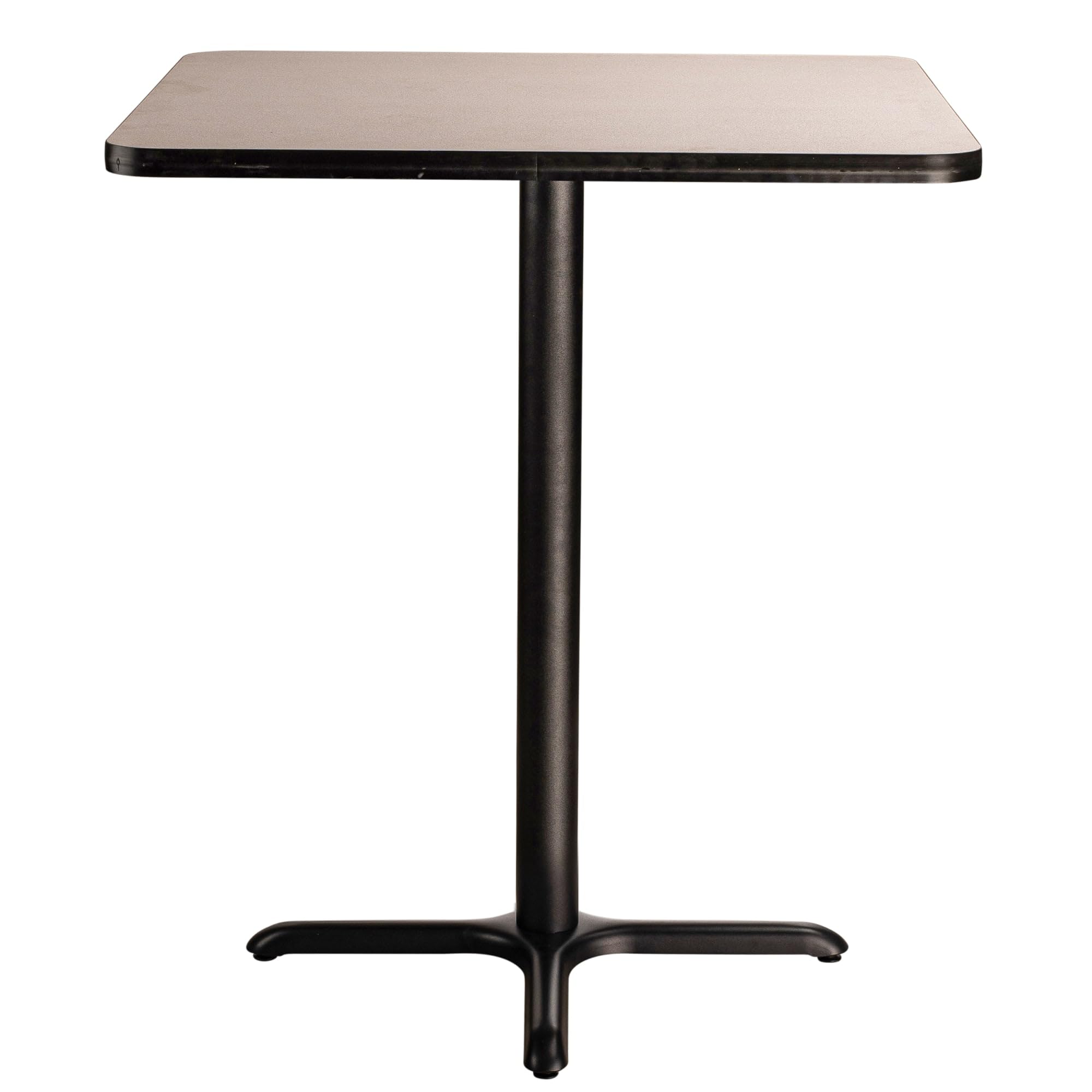 National Public Seating NPS 36&quot; Square Cafe Table with X Base, 42&quot; Height, Particleboard Core/T-Mold, Grey Nebula Top, Black Frame