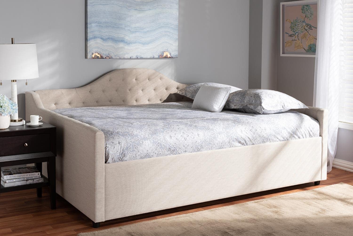 Baxton Studio Eliza Tufted Queen Daybed in Light Beige