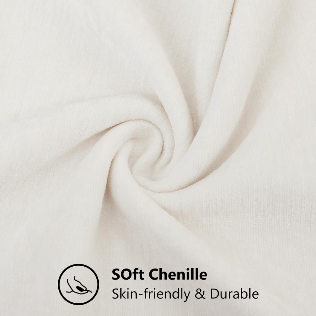 Decoruhome Christmas Couch Throw Pillow Covers 20X20 Set Of 2, Decorative Soft Chenille Solid Dyed Pillow Covers For Sofa Bed Living Room, Cream White