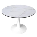 Bristol 40 round dining table White base with marbled MDF top