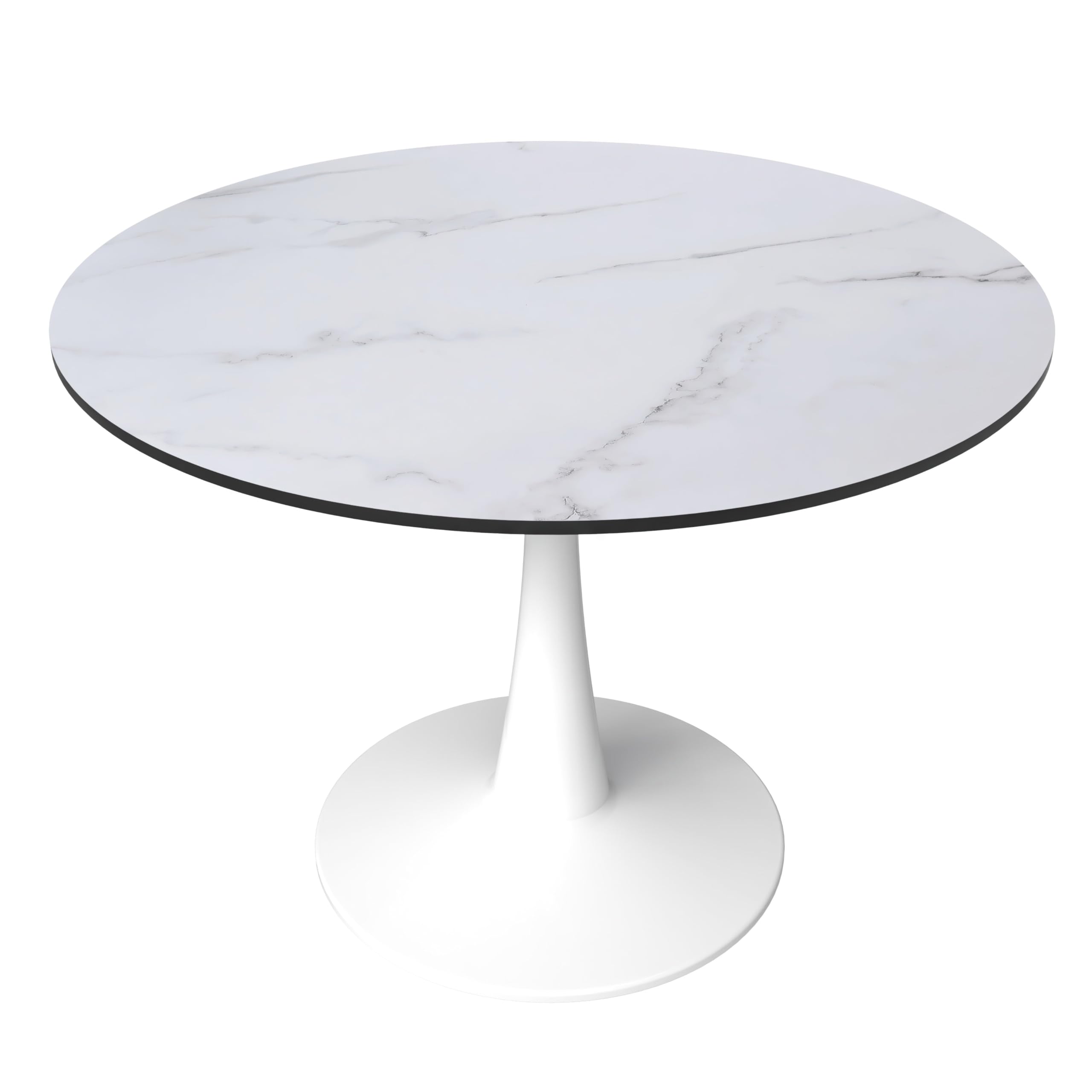 Bristol 40 round dining table White base with marbled MDF top