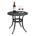VINGLI 23.6 Cast Aluminum Round Patio Table with Umbrella Hole - All Weather Outdoor Bistro & End Table (Black)