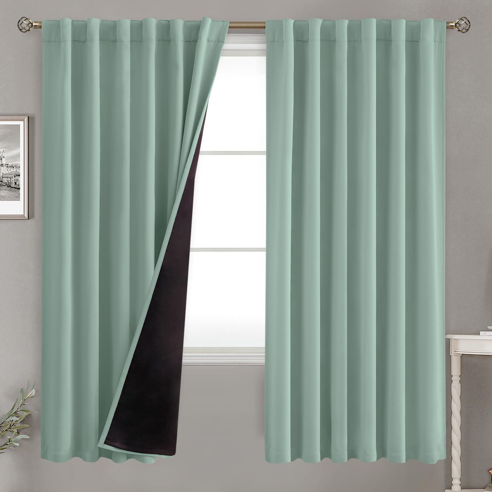 Bgment Blackout Curtains With Thermal Insulation Liner Curtains 72 Inches Long, Rod Pocket And Back Tab Double Layer Room Darken