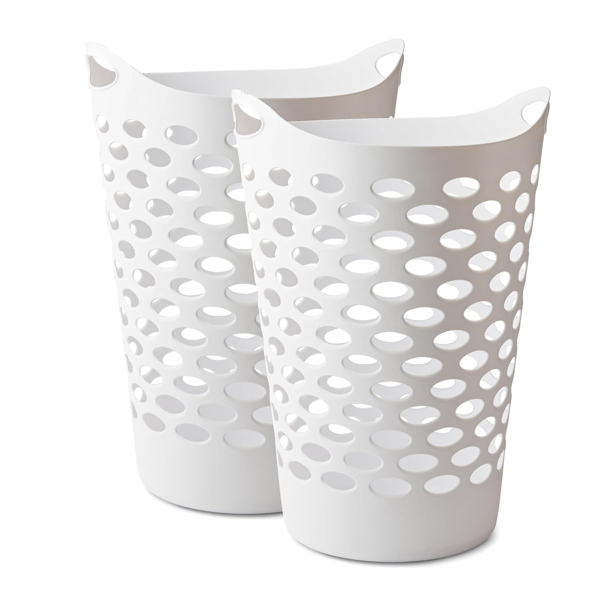 XIXIWLDIAN 2 BUSHEL Flexible Laundry Basket,Tall plastic hamper for Clothes, Bedroom, and Storage  Portable Round Bin with Carr