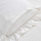 Mywinlle Shabby Off White Ruffle Pillow Shams Standard Size Set Of 2, Washed Cotton Farmhouse Pillowcases Pillow Cover 20''X26''