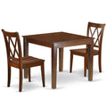 East West Furniture Oxcl3-Mah-W 3 Piece Modern Dining Table Set Contains A Square Wooden Table And 2 Dining Chairs, 36X36 Inch, Mahogany