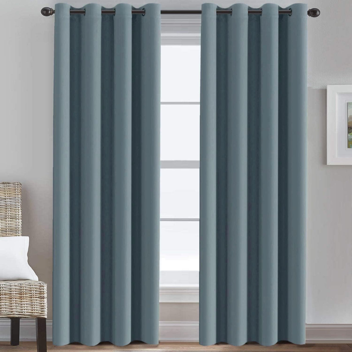 H.Versailtex Grommet Bedroom Curtain Thermal Insualted Room Darkening Curtain For Living Room Window Treatment Long Curtain For