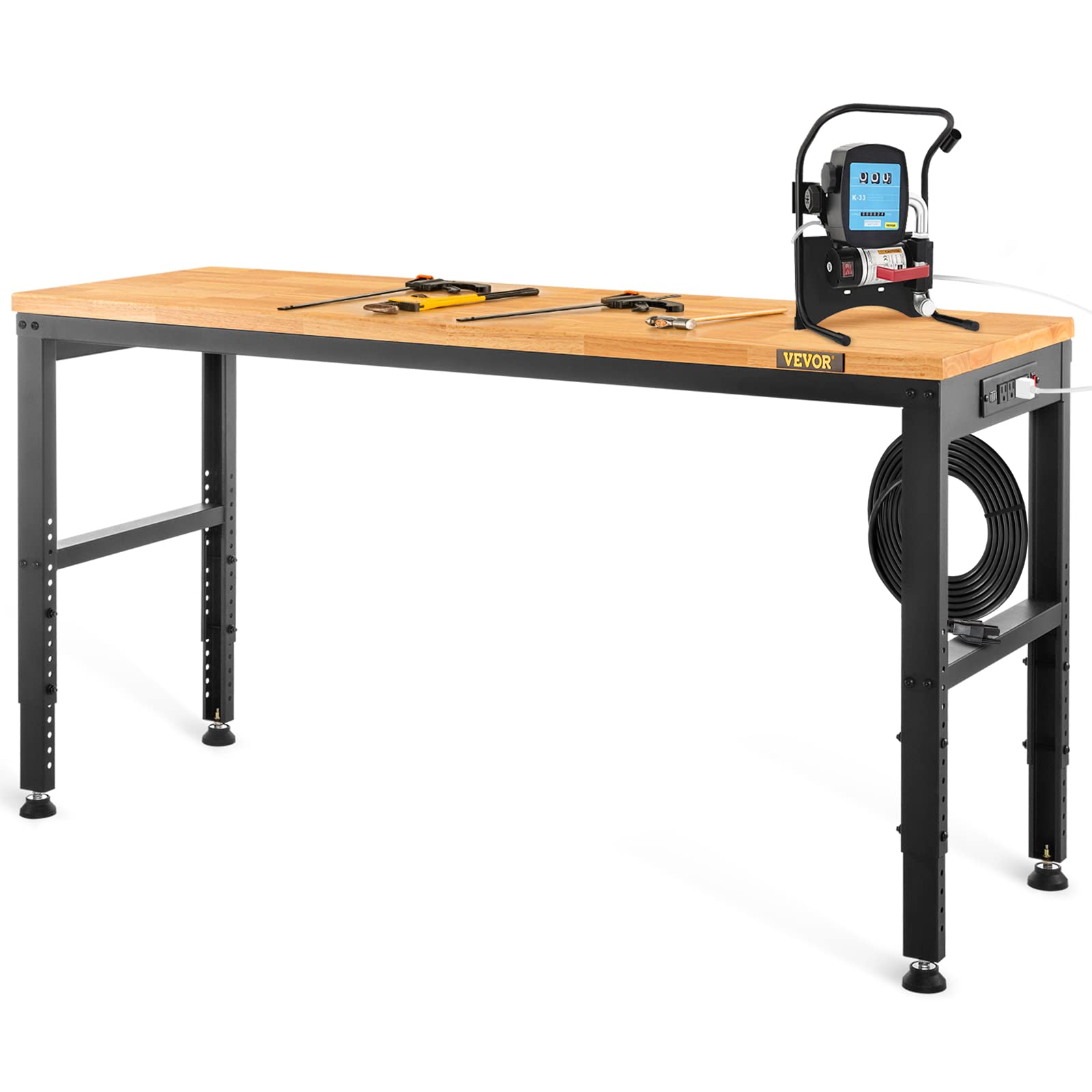 VEVOR Adjustable Workbench, 48'' L X 20'' W Garage Table w/ 28.3'' - 38.1'' Heights & 2000 LBS Load Capacity, with Power Outlets