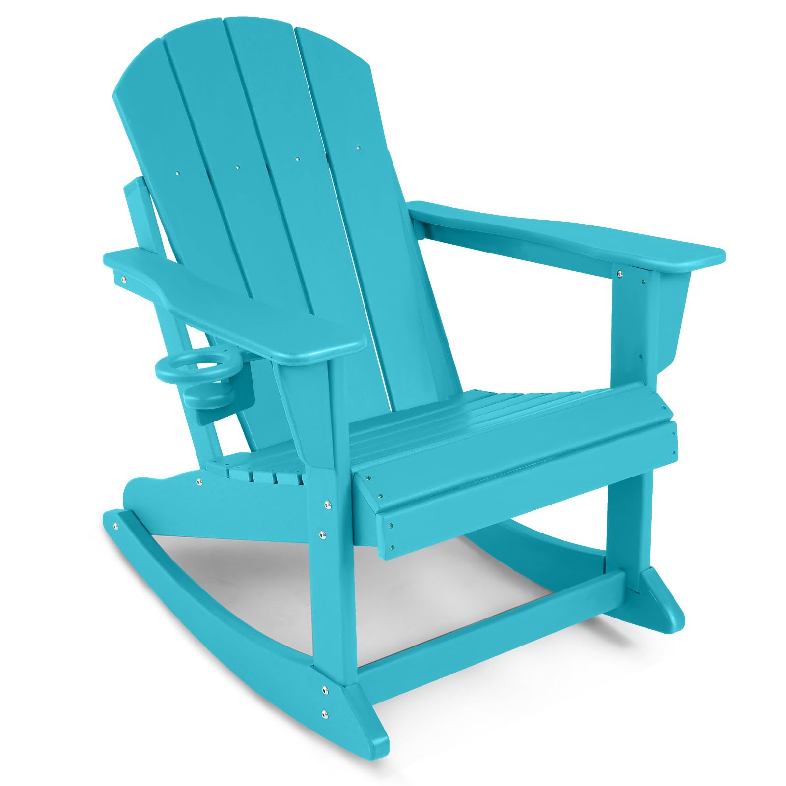 Abcpatio Plastic Adirondack Chair - Rocking Adirondack Chairs With Cup Holder, Weather Resistant Seating For Patio, Porch, Deck, Pool, Garden, Backyard (Seat Width 20', Turquoise)