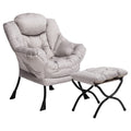 Hollyhome Fabric Lazy Chair With Foldable Ottoman, Accent Comfy Lounge Arm Chair And Folding Footrest Stool Set, Leisure Sofa Reading Chair And Footstool For Living Room, Bedroom, Dorm, Grey