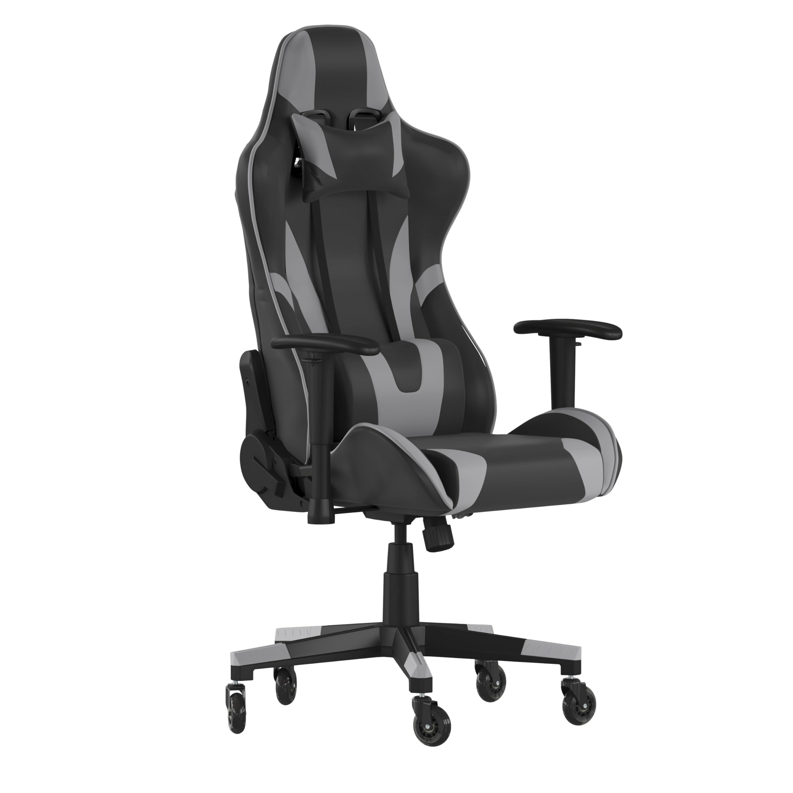 Flash Furniture X20 Gaming Chair Racing Office Computer Pc Adjustable Chair - Gray Leathersoft Upholstery - Reclining Back - Roller Wheels