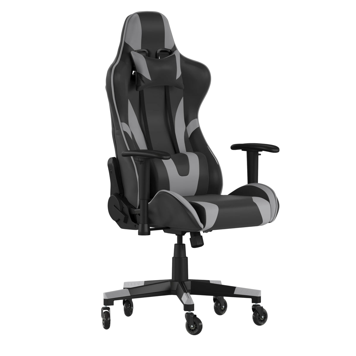 Flash Furniture X20 Gaming Chair Racing Office Computer Pc Adjustable Chair - Gray Leathersoft Upholstery - Reclining Back - Roller Wheels