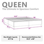 vidaXL Queen Size Bed Frame with Plywood Slats, Platform Bed Frame, Fabric Upholstered Mattress Foundation, No Box Spring Needed & Easy Assembly, Light Gray, Without Mattress