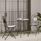vidaXL Bistro Chairs - Foldable Ceramic Seating - 2 pcs Blue & White Mosaic - for Garden/Patio/Indoor - 15" x 17.9" x 35.2"