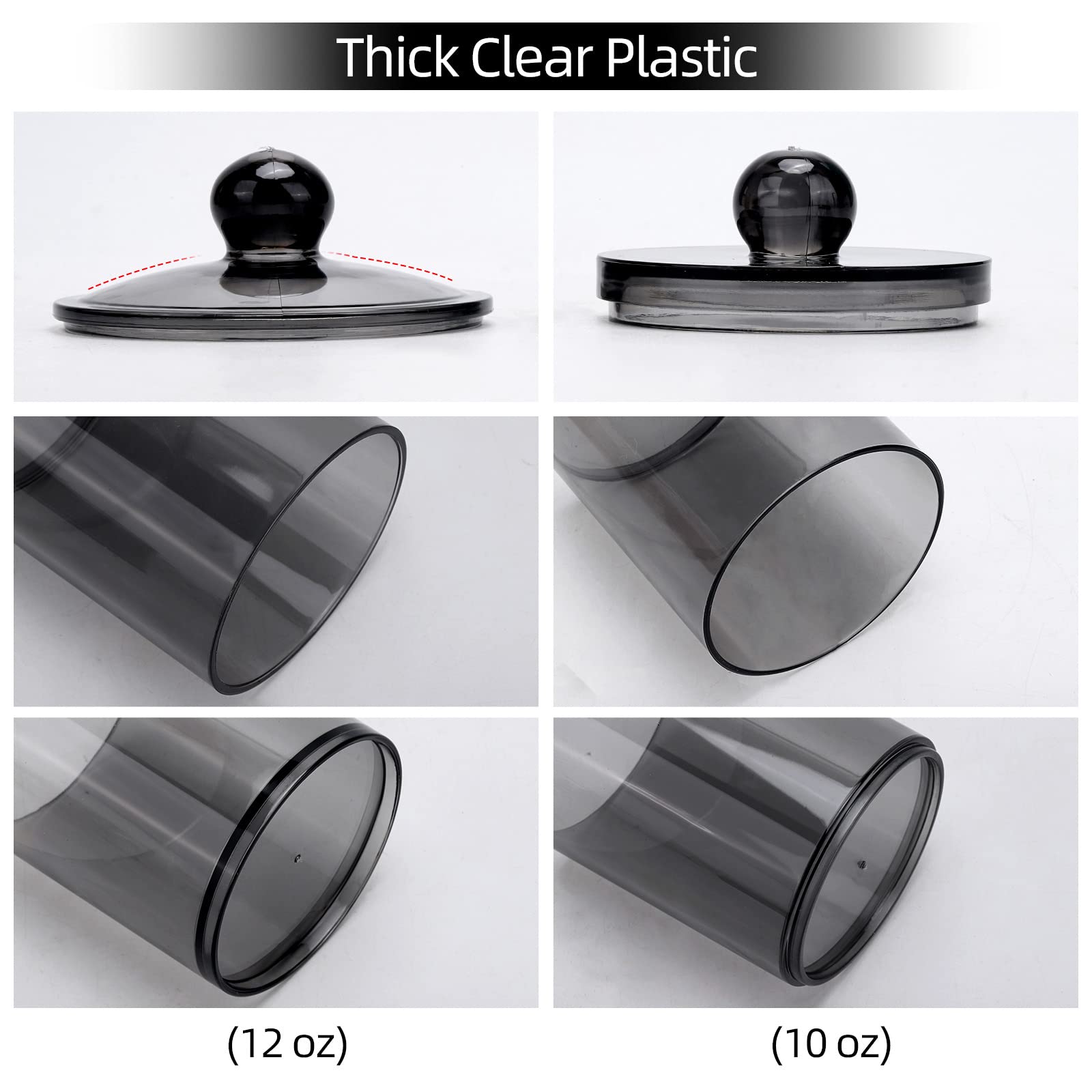 Tbestmax 4 Pack Qtip Holder 10-Ounce, 12-Ounce Bathroom Organizer Accessories Storage Containers Plastic Apothecary Jars With Li