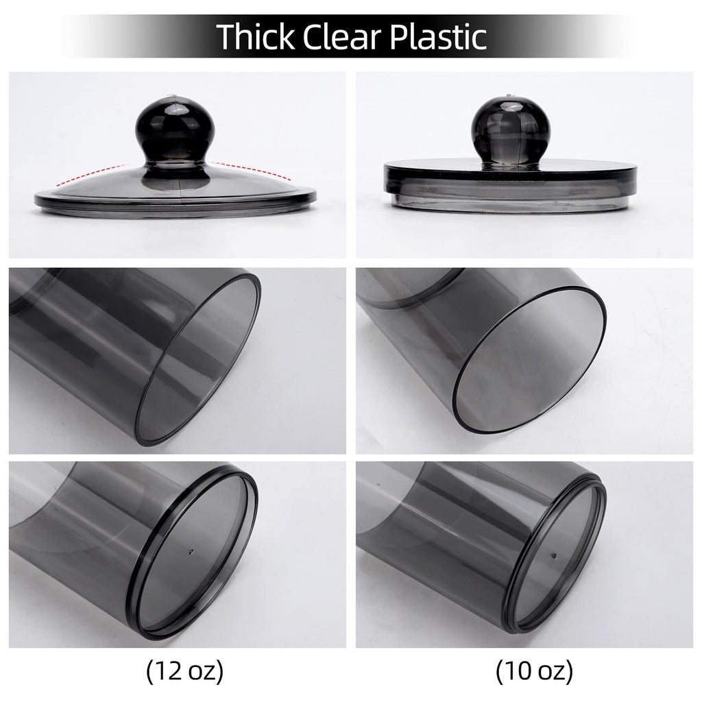 Tbestmax 4 Pack Qtip Holder 10-Ounce, 12-Ounce Bathroom Organizer Accessories Storage Containers Plastic Apothecary Jars With Li