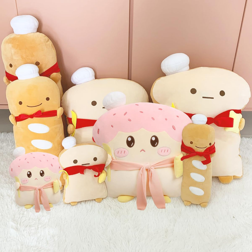 Arelux Funny 21.6In Toast Baguette Pillow,French Baguette Shape Plush Hugging Pillow With Red Scarf,Soft Toast Food Sofa Cushion