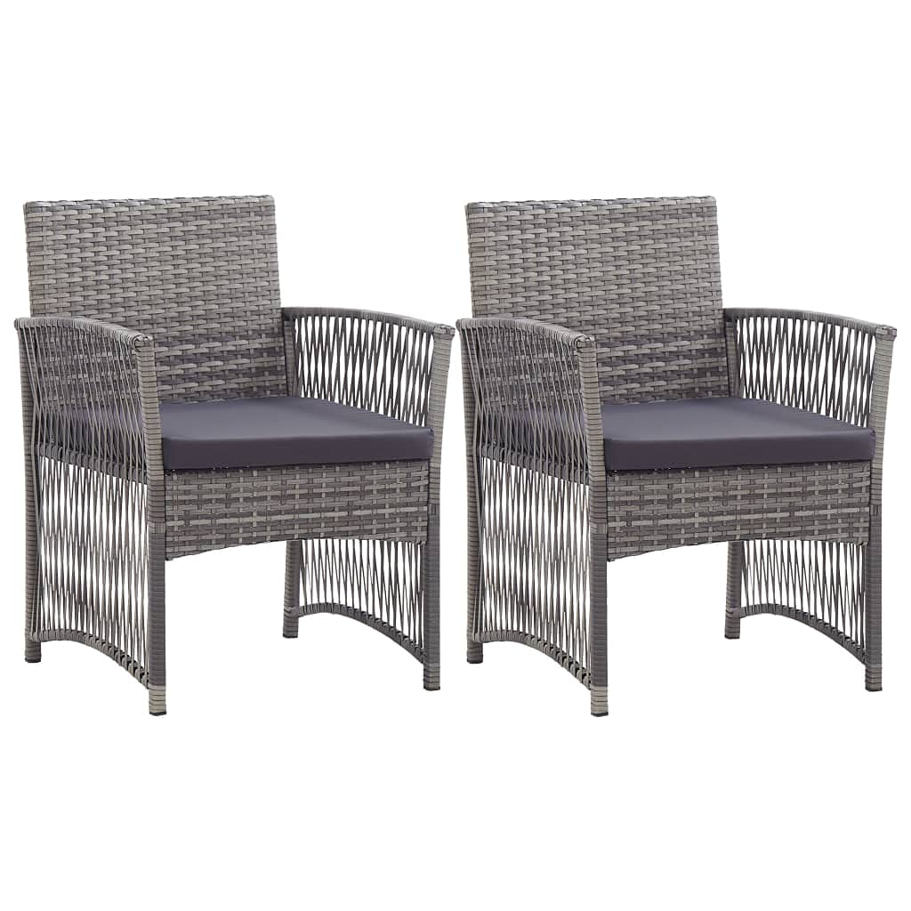 vidaXL Set of 2 Patio Armchairs with Padded Seats - Anthracite Poly Rattan - Outdoor Garden Furniture with Washable Cushion Covers - Requires Assembly