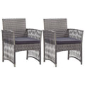 vidaXL Set of 2 Patio Armchairs with Padded Seats - Anthracite Poly Rattan - Outdoor Garden Furniture with Washable Cushion Covers - Requires Assembly