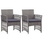 vidaXL Set of 2 Patio Armchairs with Padded Seats - Anthracite Poly Rattan - Outdoor Garden Furniture with Washable Cushion Covers - Requires Assembly