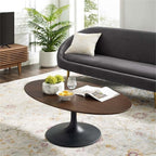Modway Lippa Mid-Century Modern 48" Oval Coffee Table With Walnut Top and White Base
