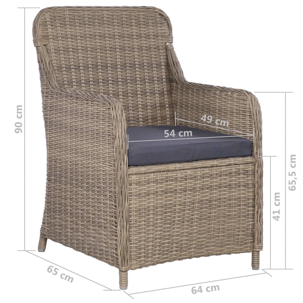 vidaXL Patio Dining Set 11 Piece Outdoor Garden Terrace Yard Patio Table and Chair Seating Seat Dining Set Furniture Poly Rattan Brown
