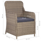 vidaXL Patio Dining Set 11 Piece Outdoor Garden Terrace Yard Patio Table and Chair Seating Seat Dining Set Furniture Poly Rattan Brown