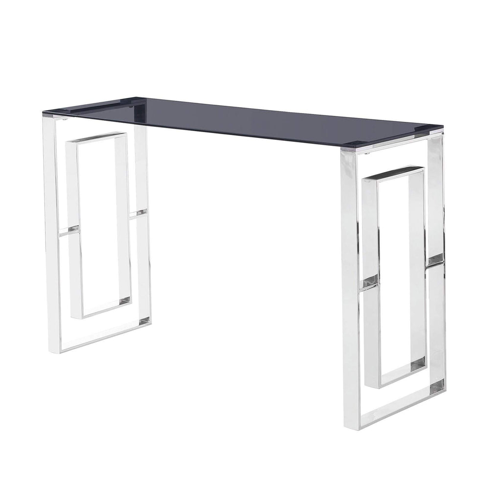 Best Master Mallory Stainless Steel And Smoked Glass Console Table In Gold