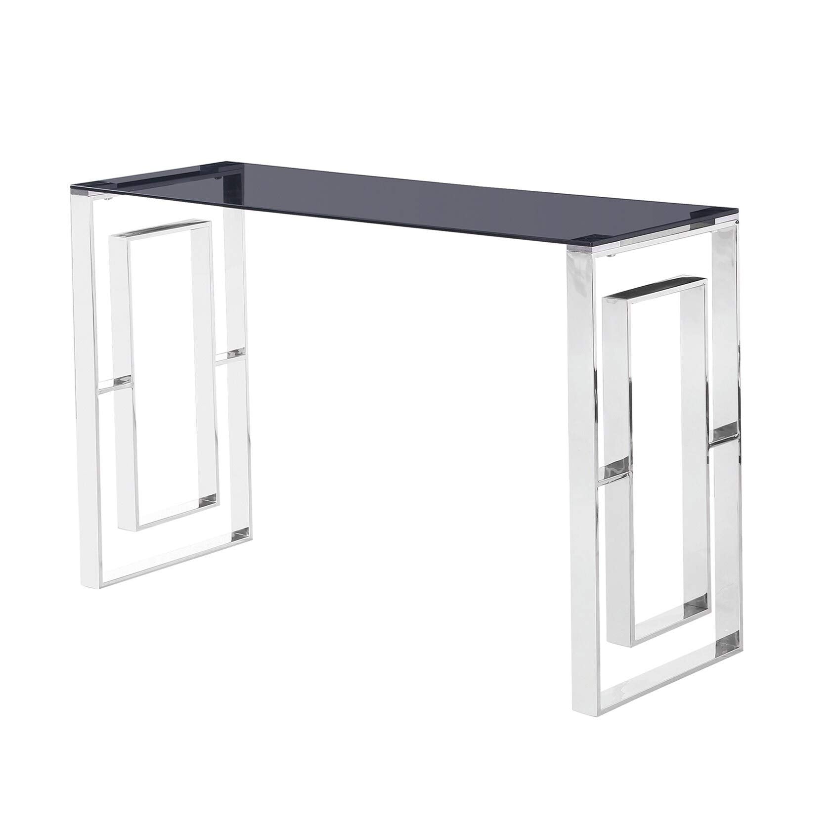 Best Master Mallory Stainless Steel And Smoked Glass Console Table In Gold
