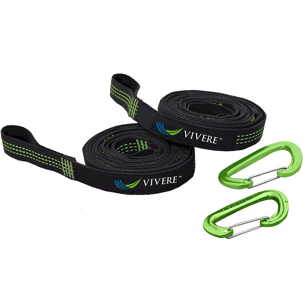 Vivere Nylon Ultra Lite Weigth Hammock Tree Strap Set With Carabiners - 330 Lb Weight Capacity