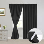 Muamar 2pcs Blackout Curtains for Bedroom with Tiebacks,Self Adhesive Rodless Curtains, Portable Curtains Room Darkening Curtain