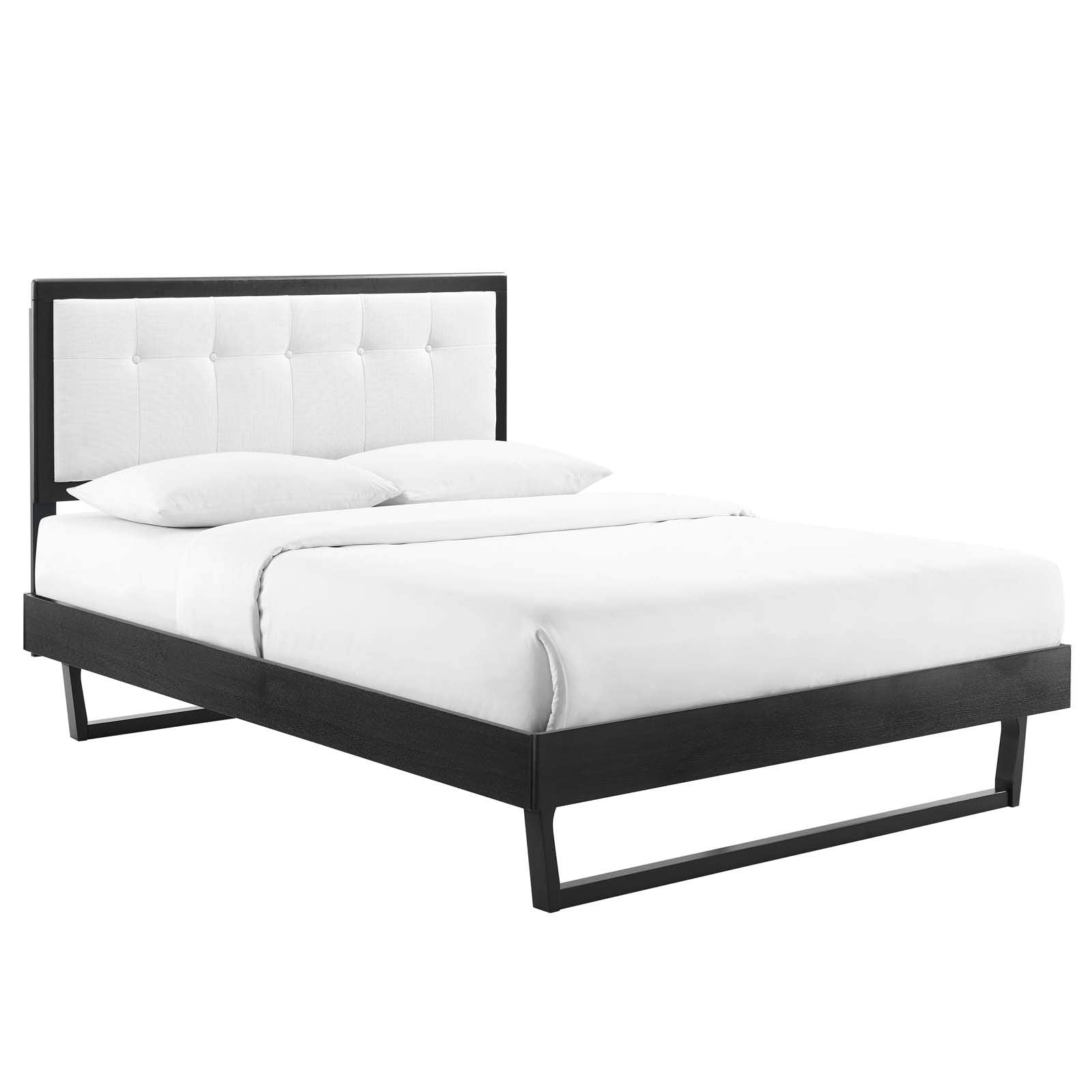 Modway Mod-6634-Blk-Whi Willow Full Wood Platform Bed With Angular Frame, Black White