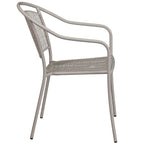 Flash Furniture Commercial Grade Light Gray Indoor-Outdoor Steel Patio Arm Chair with Round Back