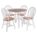 Sorella 5-Pc Drop Leaf Dining Table with Windsor Chairs - Natural and White