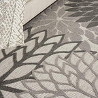 Nourison Aloha Indoor/Outdoor Floral Silver Grey 9'6' X 13' Area Rug, (10' X 13')
