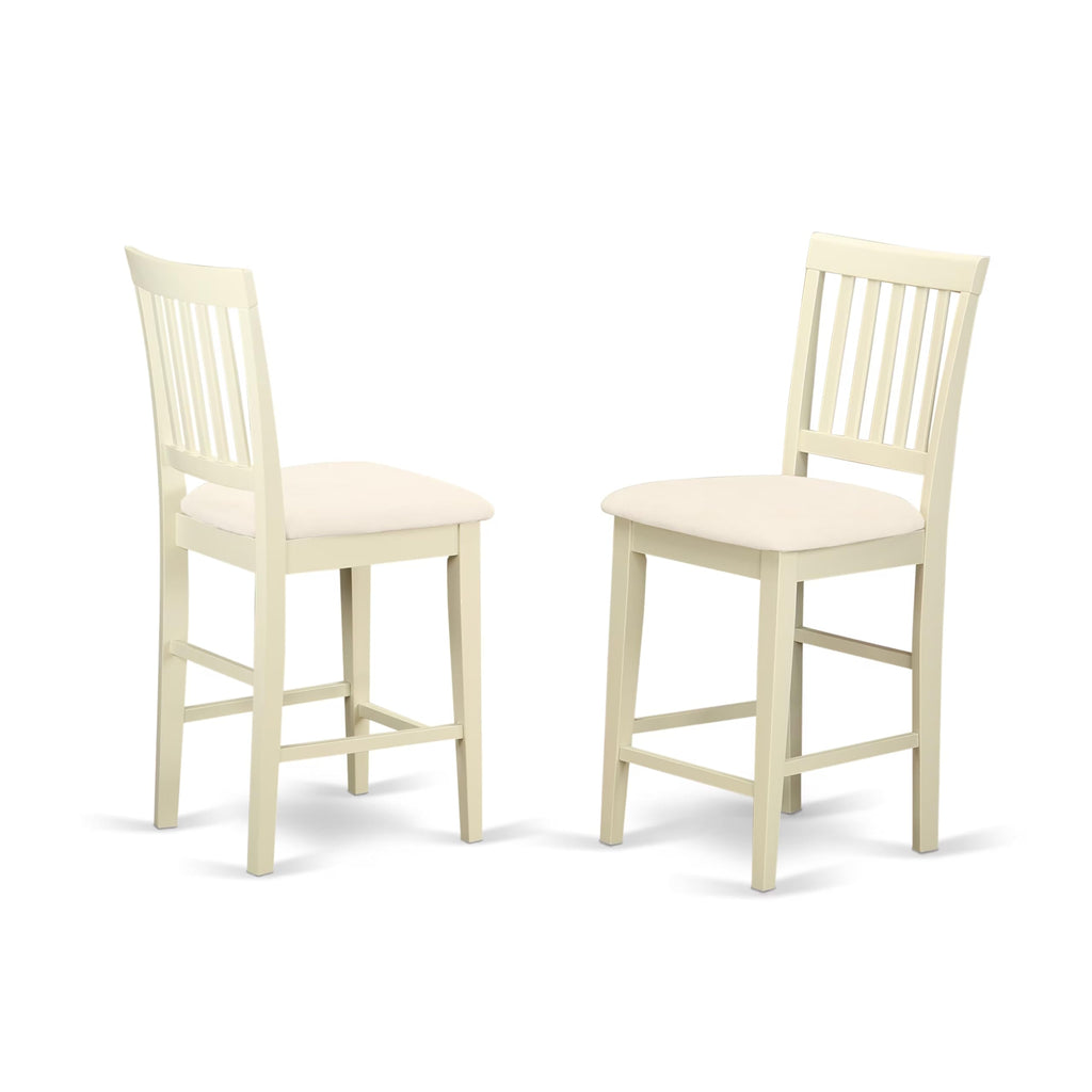 East West Furniture YAVN5-WHI-C 5 Piece Kitchen Counter Set Includes a Rectangle Dining Room Table and 4 Linen Fabric Upholstered Dining Chairs, 30x48 Inch, Buttermilk & Cherry
