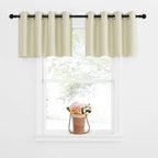 Nicetown Kitchen Tiers Vakances For Sink Over, Country Rustic Grommet Curtains Vlances 2 Panels Blackout Thermal Insulating Small Curtain For Bathroom(Light Beige,52 Inches Wide By 18 Inches Long)