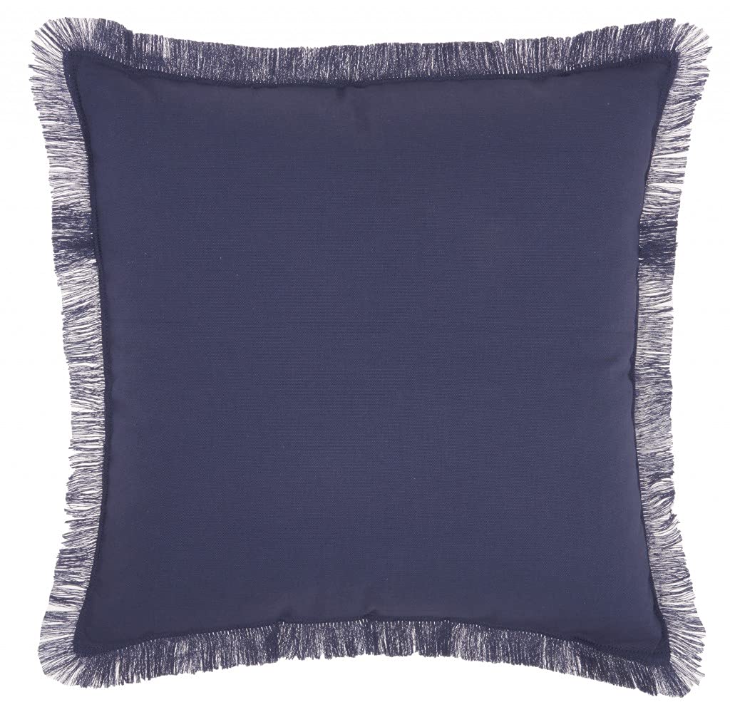 HomeRoots 100% Cotton Solid Navy Contemporary Throw Pillow