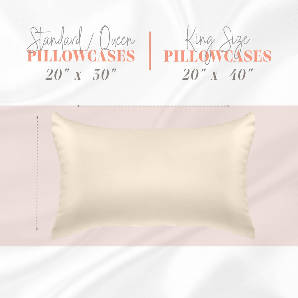 Elegant Comfort Silky And Luxurious 2-Piece Satin Pillowcase Set For Healthier Skin And Hair, Hidden Zipper Closure And Beautifully Packaged, Satin Pillowcase Set, King, Cream