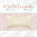 Elegant Comfort Silky And Luxurious 2-Piece Satin Pillowcase Set For Healthier Skin And Hair, Hidden Zipper Closure And Beautifully Packaged, Satin Pillowcase Set, King, Cream