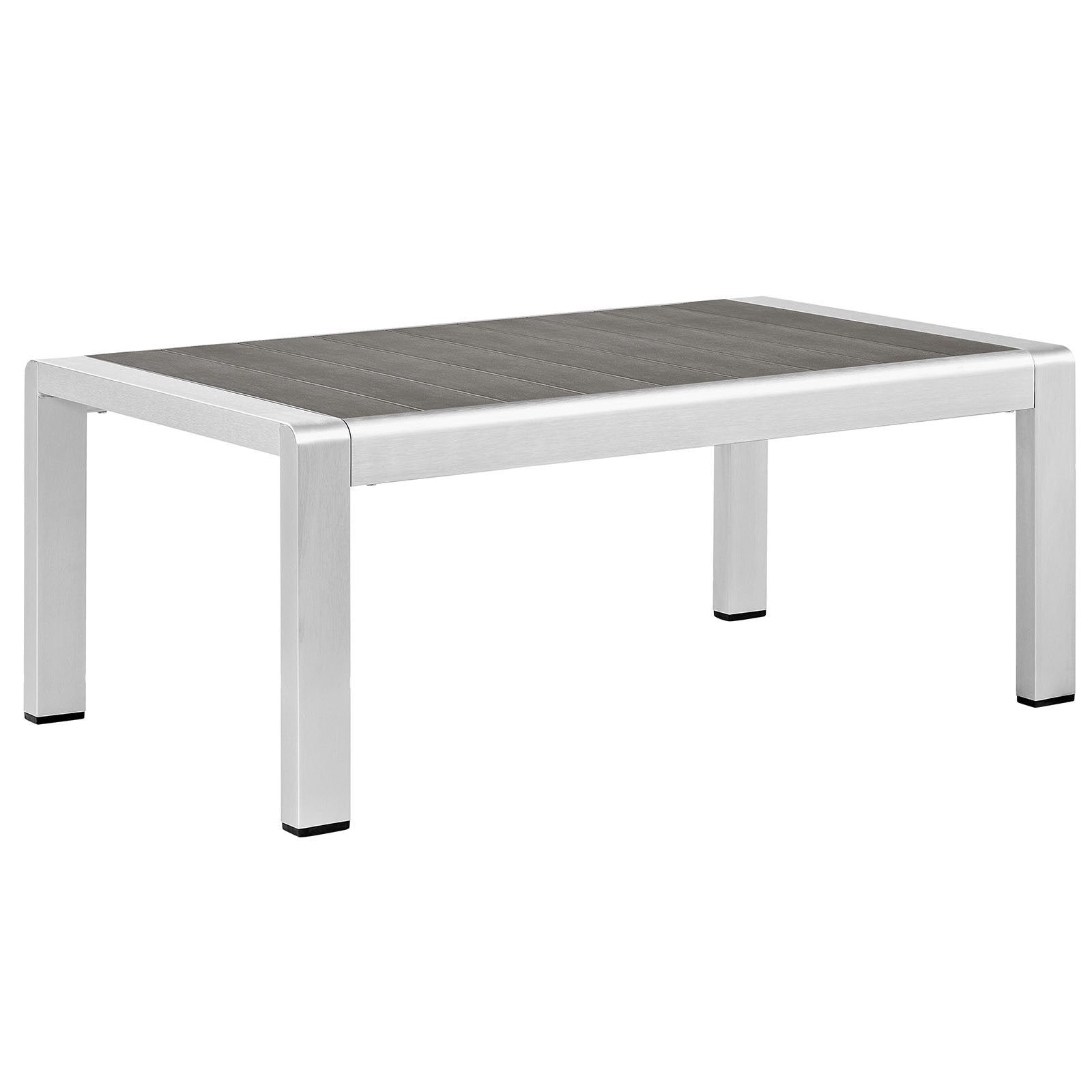 Modway Shore Aluminum Outdoor Patio Coffee Table In Silver Gray