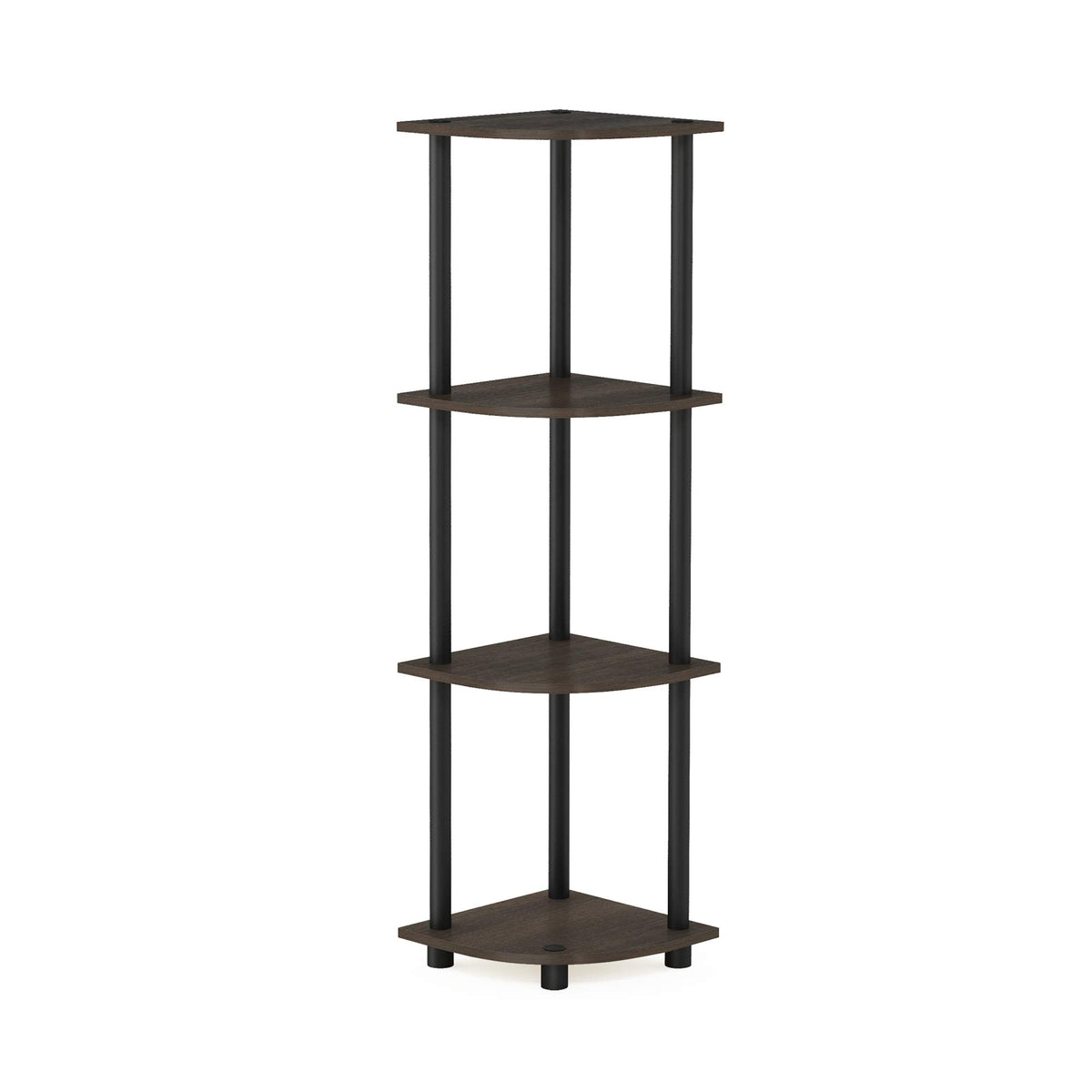 Furinno Turn-N-Tube 4-Tier Corner Display Rack Multipurpose Shelving Unit, Dark Brown Grain/Black