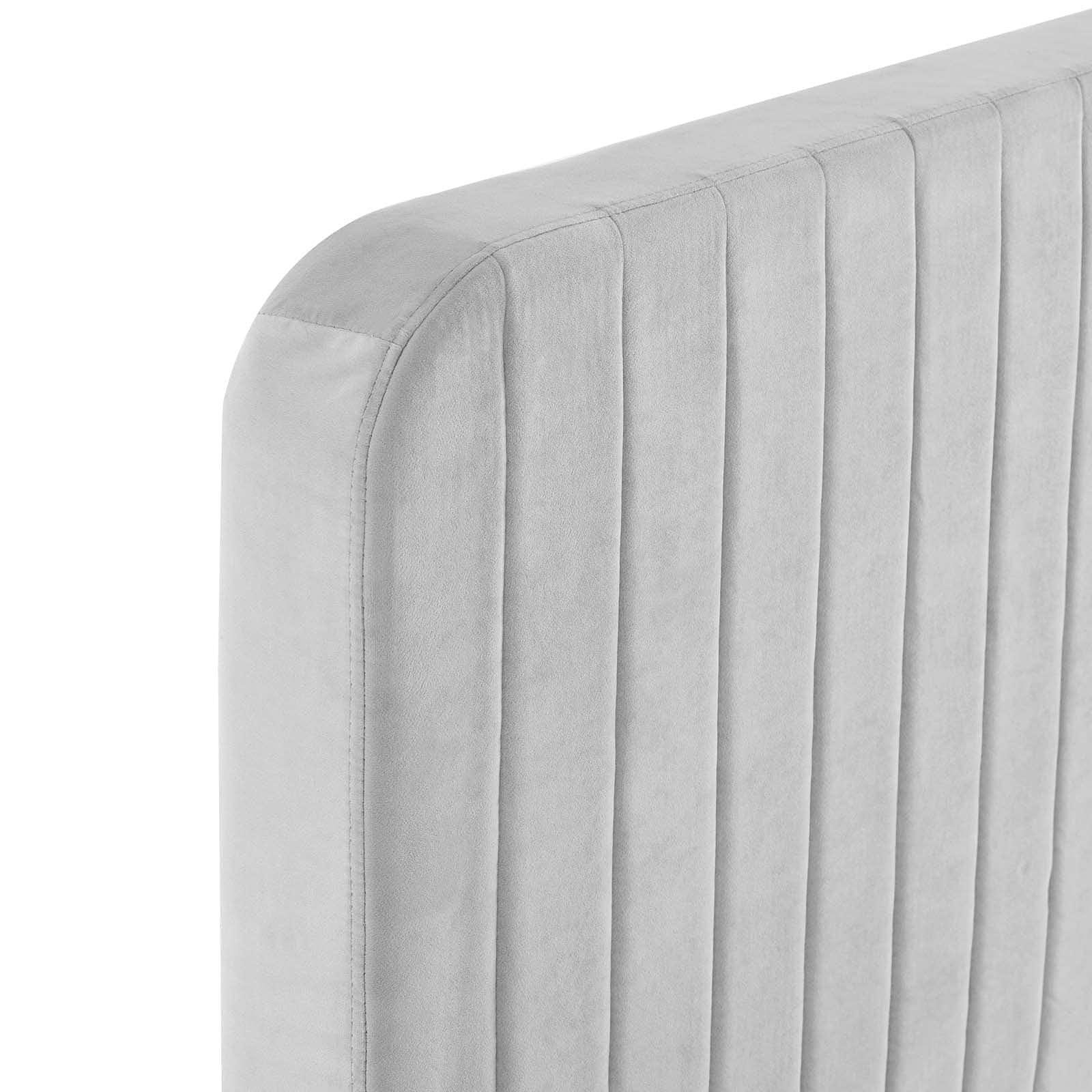 Modway Celine Channel Tufted Performance Velvet Twin Platform Bed in Light Gray